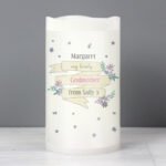 Personalised Any Message Garden Bloom Design LED Pillar Candle - Image 4