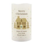 Personalised Festive Christmas Village Design LED Pillar Candle - Image 5