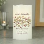 Personalised Any Message Christmas Floral Design LED Pillar Candle - Image 4