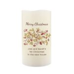 Personalised Any Message Christmas Floral Design LED Pillar Candle - Image 5