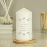 Personalised Any Message Sentiments Leaf Design Pillar Candle - Image 4