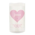 Personalised Stitch & Dot Pink Heart Night Light LED Pillar Candle - Image 4