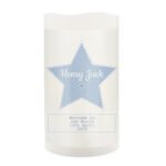 Personalised Blue Stitch & Dot Star Design Night Light LED Pillar Candle - Image 4