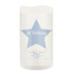 Personalised Blue Stitch & Dot Star Design Night Light LED Pillar Candle - Image 5