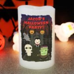 Personalised Halloween Themed Night Light LED Pillar Candle