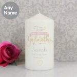 Personalised 'I Am Glad That You're My Godmother' Pillar Candle - Image 2
