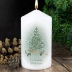 Personalised A Winter's Night Christmas Pillar Candle