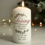 Personalised 'In Loving Memory' Wreath Design Pillar Candle