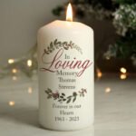 Personalised 'In Loving Memory' Wreath Design Pillar Candle - Image 2