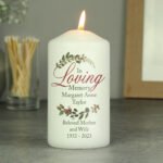 Personalised 'In Loving Memory' Wreath Design Pillar Candle - Image 3