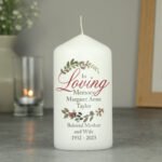Personalised 'In Loving Memory' Wreath Design Pillar Candle - Image 5