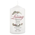 Personalised 'In Loving Memory' Wreath Design Pillar Candle - Image 6