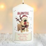 Personalised Boofle Christmas Reindeer Design Pillar Candle