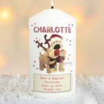 Personalised Boofle Christmas Reindeer Design Pillar Candle - Image 2