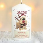 Personalised Boofle Christmas Reindeer Design Pillar Candle - Image 3