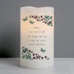 Personalised Any Message Forget Me Not Design LED Pillar Candle