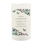 Personalised Any Message Forget Me Not Design LED Pillar Candle - Image 4