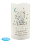 Personalised Tiny Tatty Teddy Blue Night Light LED Pillar Candle - Image 5