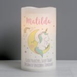 Personalised Baby Unicorn Design Night Light LED Pillar Candle - Image 3