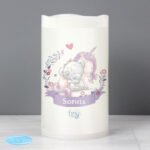 Personalised Tiny Tatty Teddy Unicorn Design LED Night Light Pillar Candle - Image 2