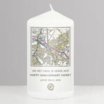 Personalised Present Day Map Compass Design Pillar Candle - Image 3