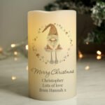 Personalised Any Message Christmas Gonk Design LED Pillar Candle