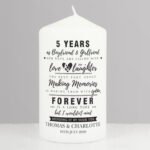 Personalised Typography Anniversary Pillar Candle - Image 3