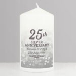 Personalised '25th Silver Anniversary' Pillar Candle