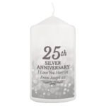 Personalised '25th Silver Anniversary' Pillar Candle - Image 5