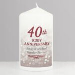 Personalised '40th Ruby Anniversary' Pillar Candle