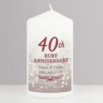 Personalised '40th Ruby Anniversary' Pillar Candle - Image 4