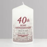 Personalised '40th Ruby Anniversary' Pillar Candle - Image 2