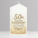 Personalised '50th Golden Anniversary' Pillar Candle - Image 2