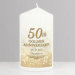 Personalised '50th Golden Anniversary' Pillar Candle - Image 4