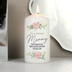 Personalised Any Message Abstract Rose Design Pillar Candle - Image 2