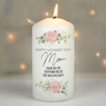 Personalised Any Message Abstract Rose Design Pillar Candle - Image 3