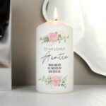 Personalised Any Message Abstract Rose Design Pillar Candle - Image 4