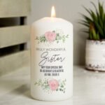 Personalised Any Message Abstract Rose Design Pillar Candle - Image 5