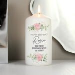 Personalised Any Message Abstract Rose Design Pillar Candle - Image 6