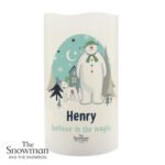 Personalised The Snowman and the Snowdog Night Light LED Pillar Candle - Image 5