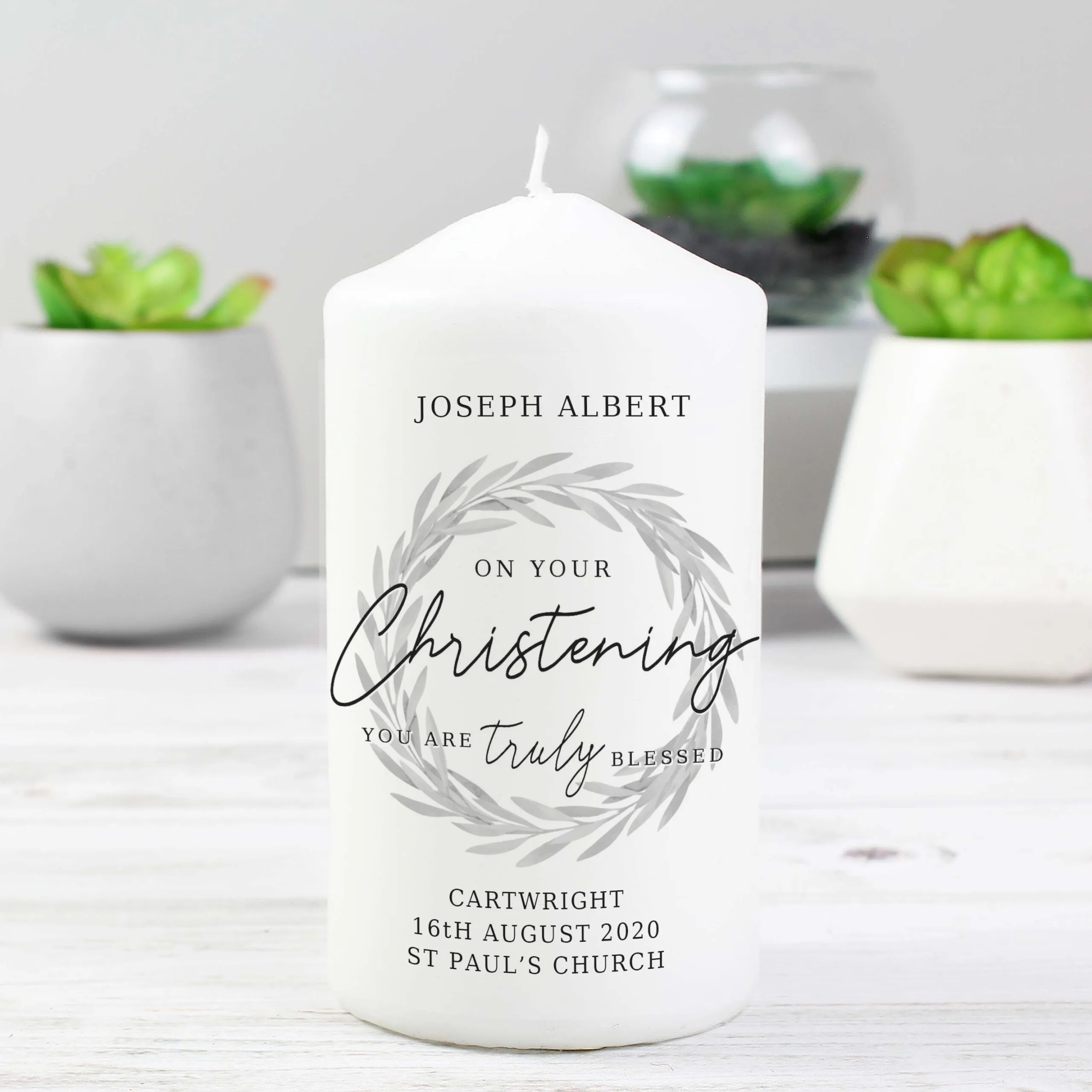 Personalised 'On Your Christening You Are Truly Blessed' Pillar Candle - Image 2