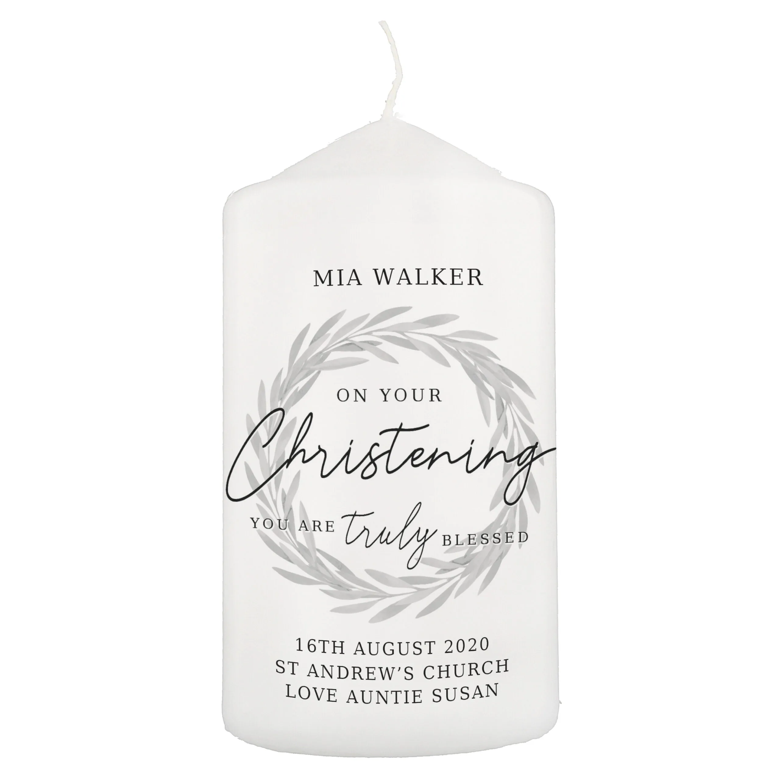 Personalised 'On Your Christening You Are Truly Blessed' Pillar Candle - Image 3
