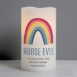 Personalised Any Message Rainbow Design LED Pillar Candle