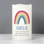 Personalised Any Message Rainbow Design LED Pillar Candle - Image 2