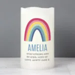 Personalised Any Message Rainbow Design LED Pillar Candle - Image 2