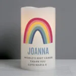 Personalised Any Message Rainbow Design LED Pillar Candle - Image 3