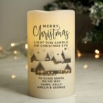 Personalised Christmas Town Design 'Merry Christmas' LED Pillar Candle - Image 4