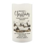 Personalised Christmas Town Design 'Merry Christmas' LED Pillar Candle - Image 5