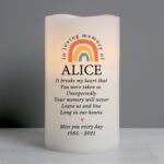 Personalised 'In Loving Memory' Rainbow Design LED Pillar Candle