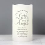 Personalised 'Heaven Has Gained A Little Angel' LED Pillar Candle - Image 2